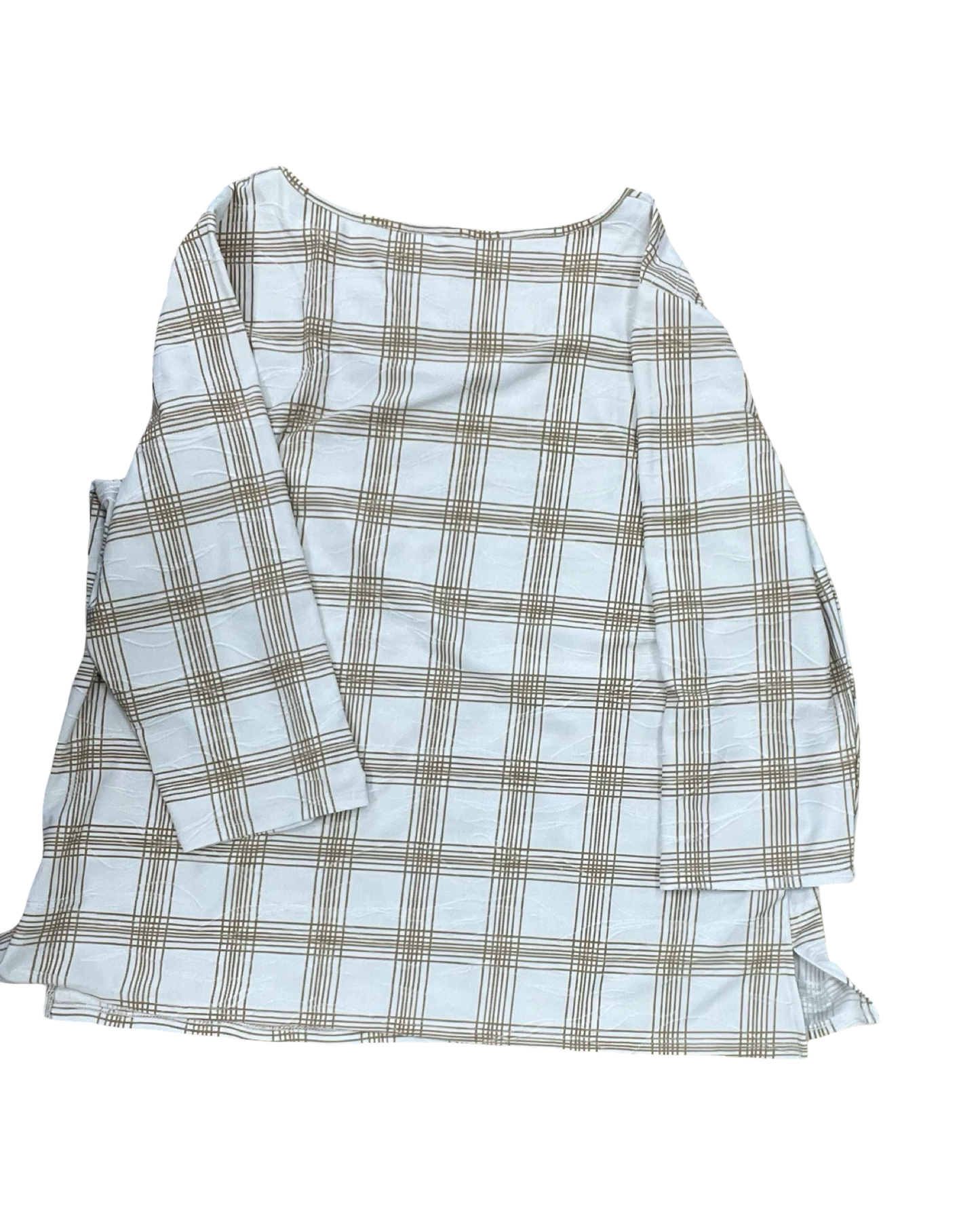 Top 3/4 Sleeve By Emily Daniels In Tan & White, Size:Xl