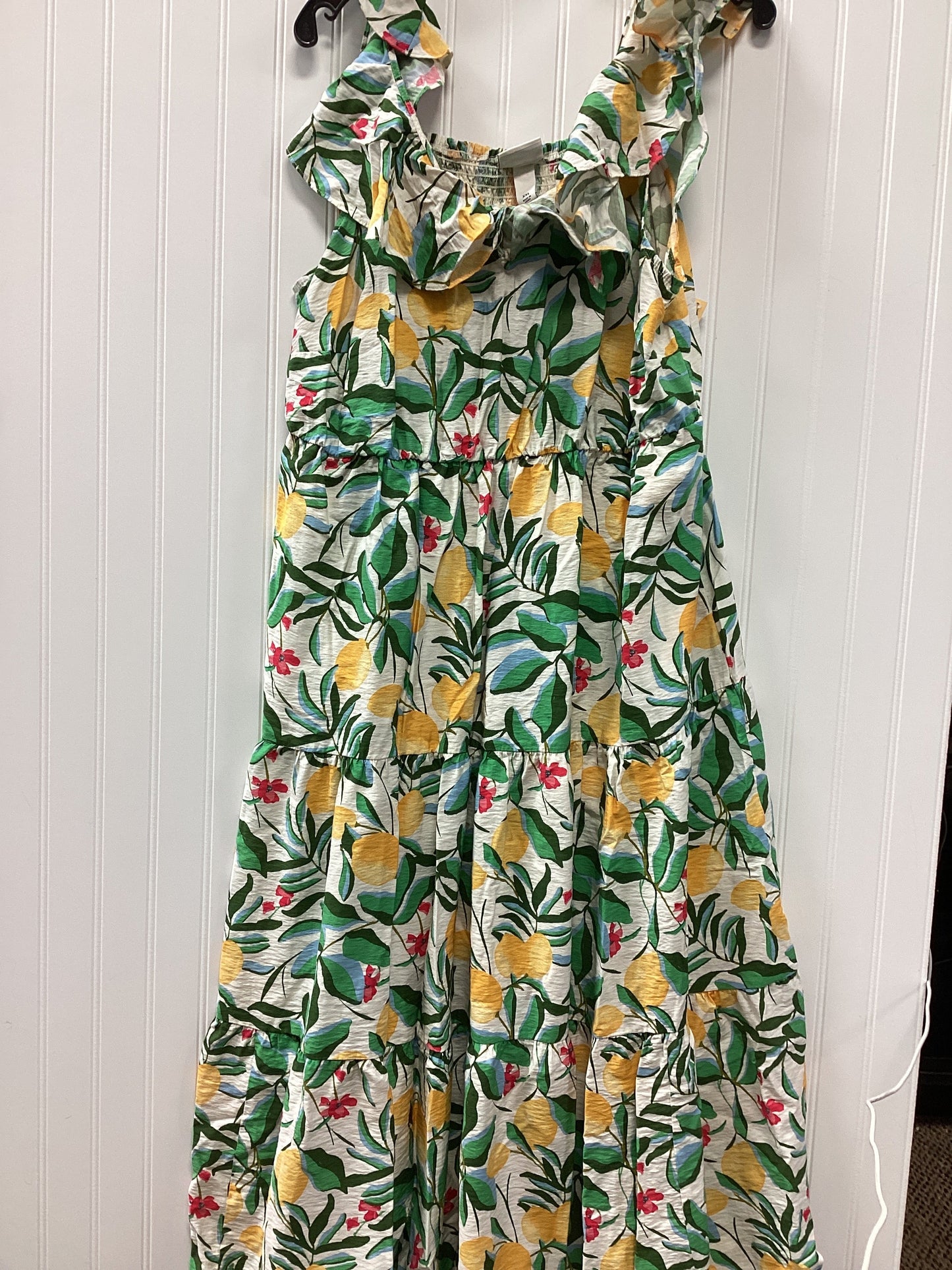 Dress Casual Midi By Ava & Viv In Green & Yellow, Size:1X