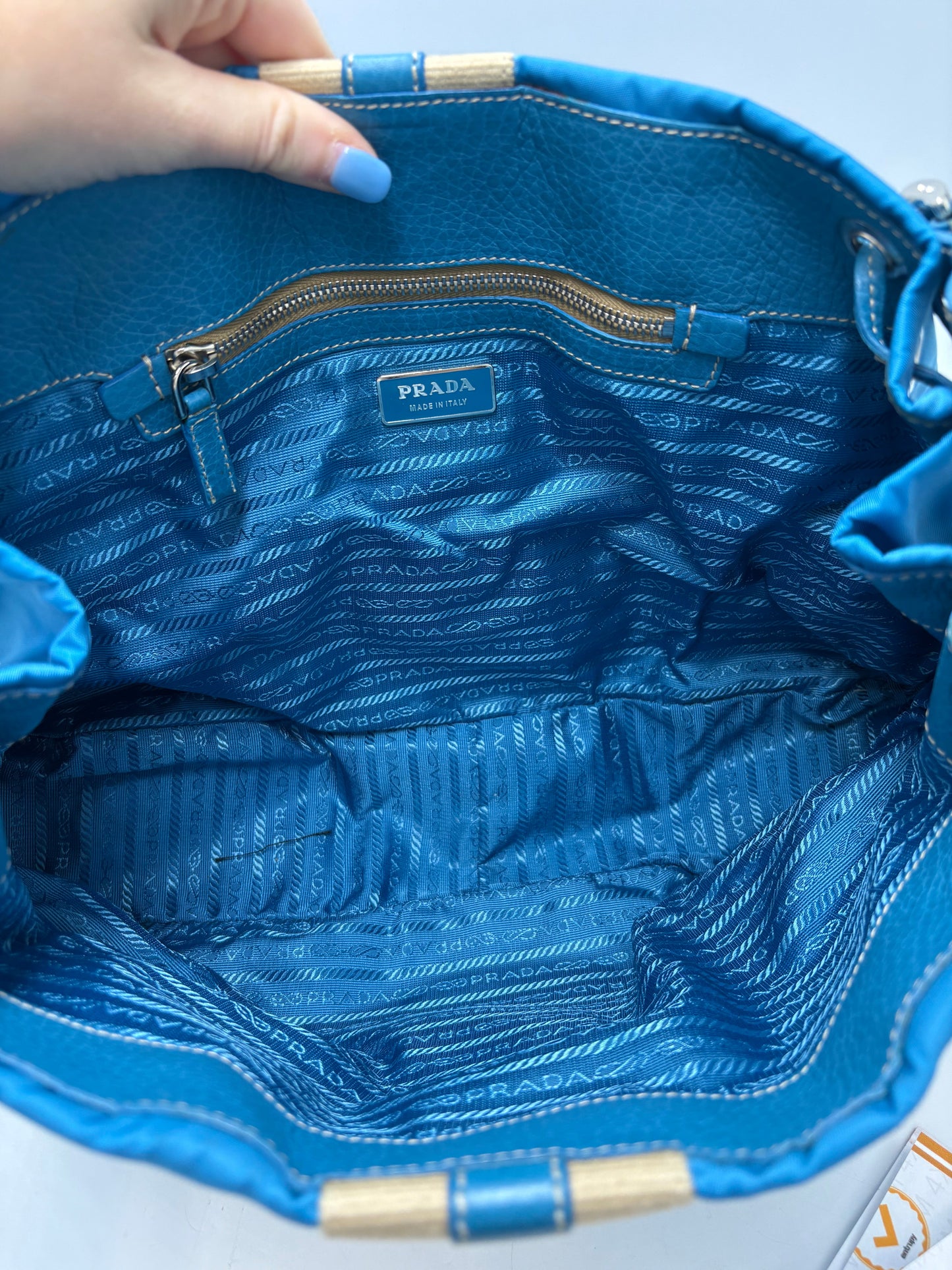 Like New! Prada Tessuto Stripy Luxury Hobo Handbag