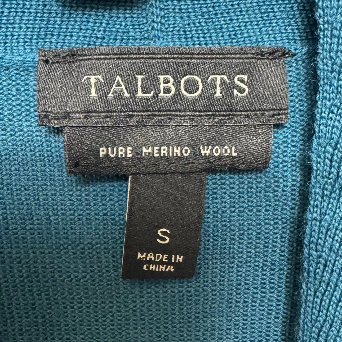 Merino Wool Sweater Cardigan By Talbots In Teal, Size: S