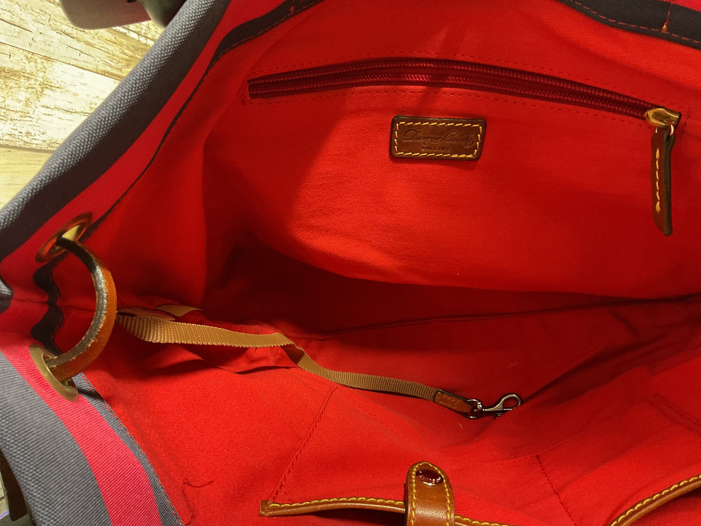 Handbag Designer By Dooney And Bourke In Blue & Red, Size:Large