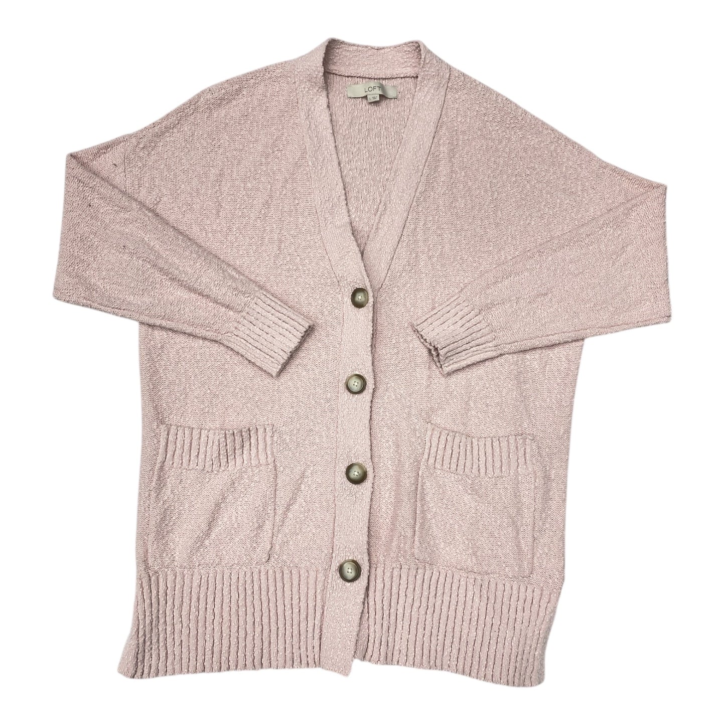 Sweater Cardigan By Loft In Pink, Size:L