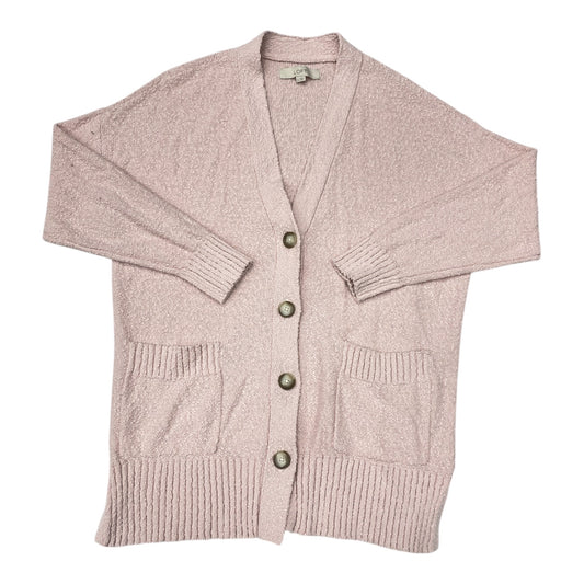 Sweater Cardigan By Loft In Pink, Size:L