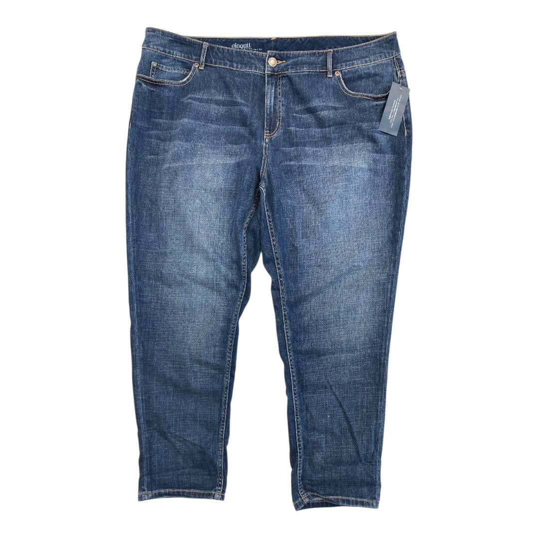 Jeans Cropped By Eloquii In Blue Denim, Size:22
