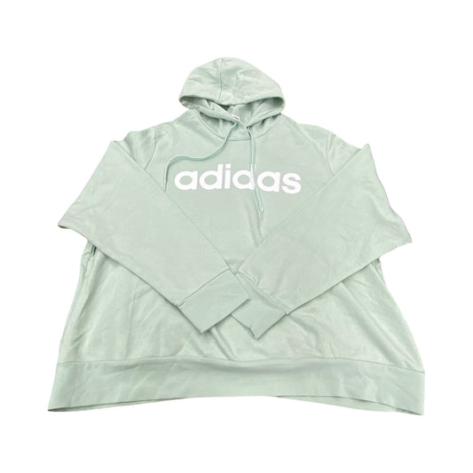 Athletic Sweatshirt Hoodie By Adidas In Teal, Size:4X