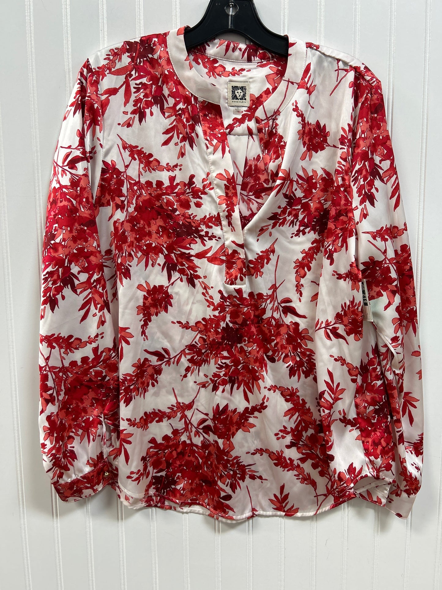 Top Ls By Anne Klein In Red & White, Size:L