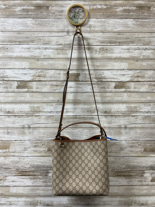 Handbag Luxury Designer By Gucci In Brown, Size:Medium