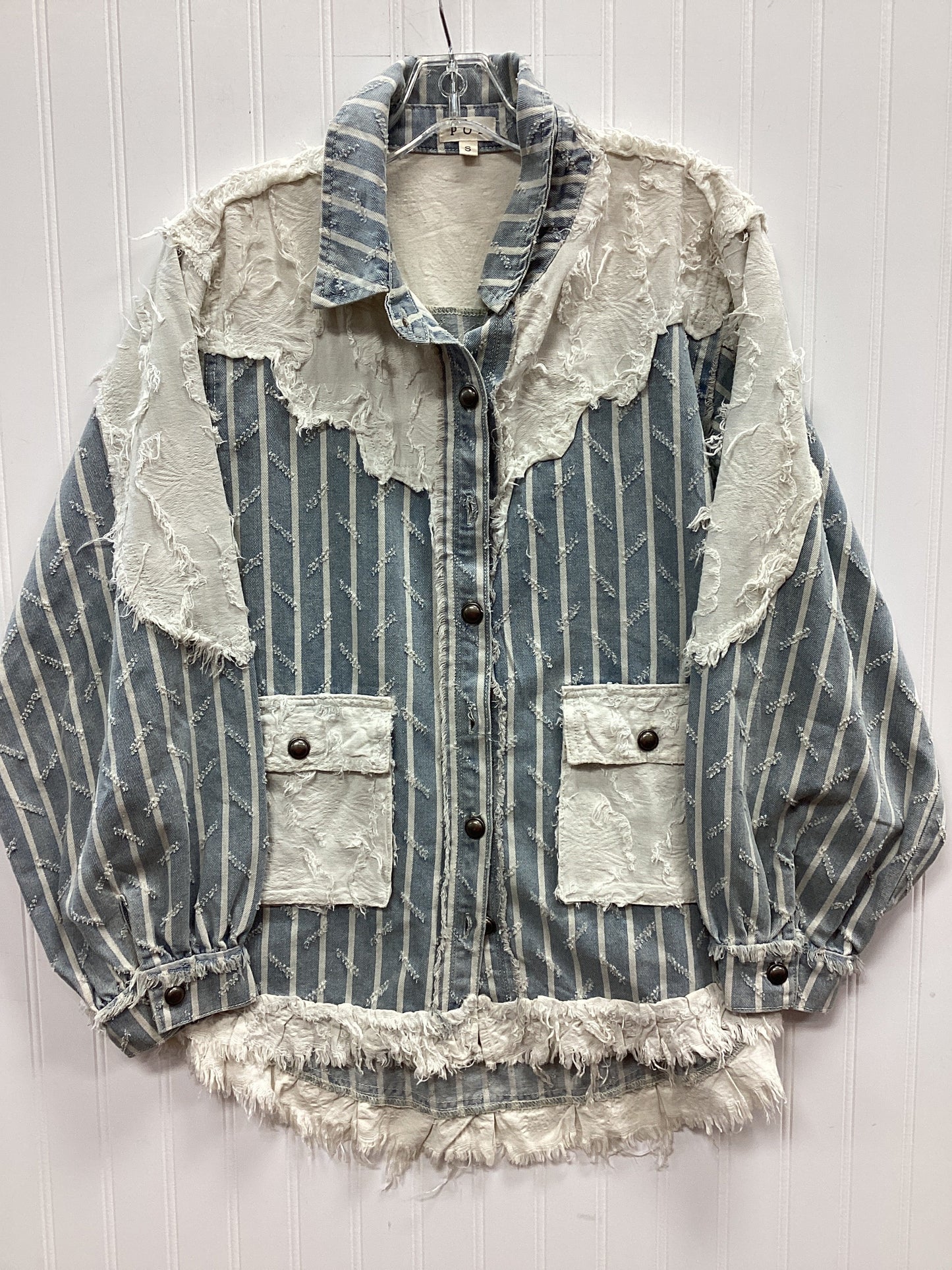 Jacket Denim By Pol In Blue Denim, Size:S