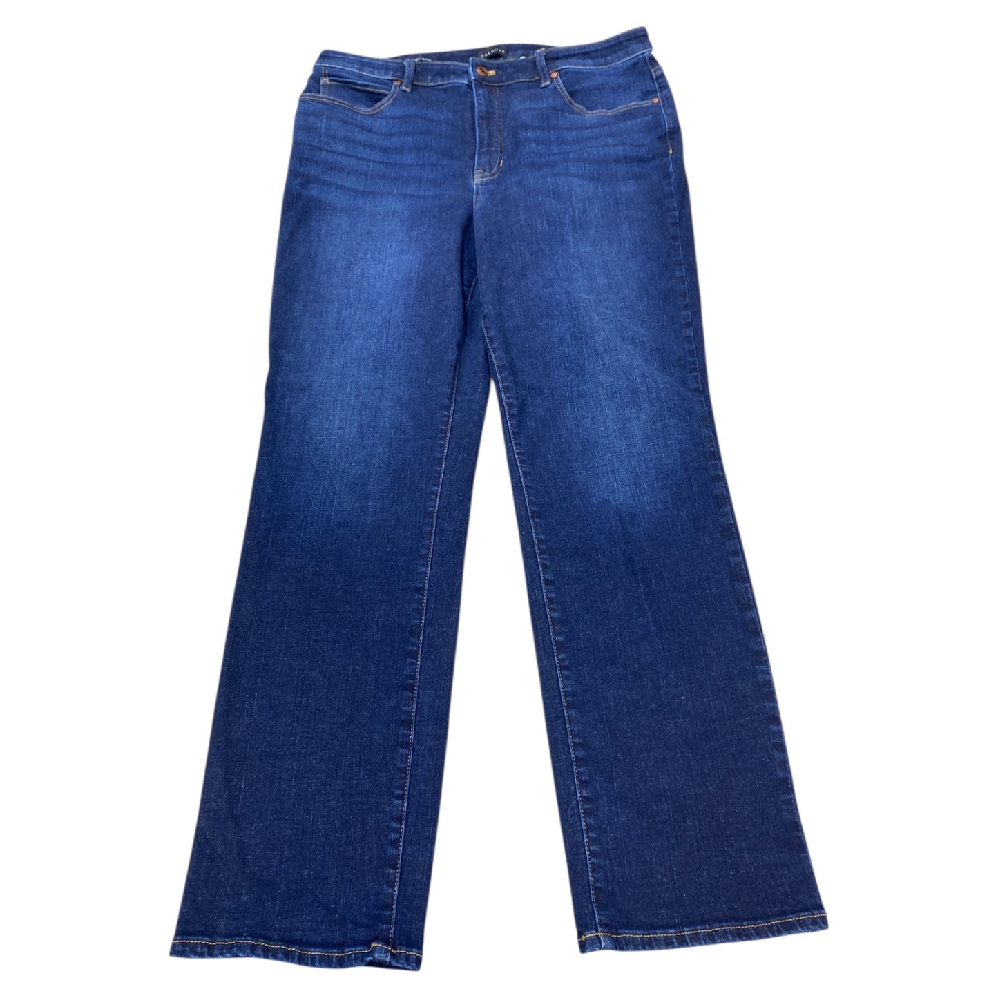 Jeans Straight By Talbots In Blue Denim, Size:14