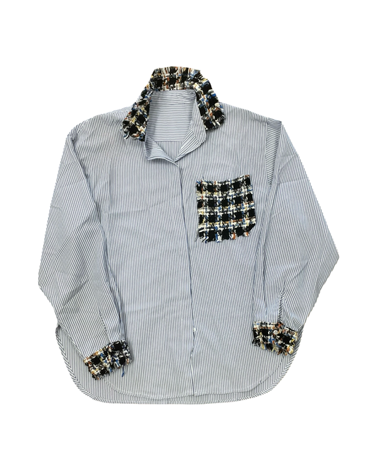 Top Ls By Shein In Blue & White, Size:Xs