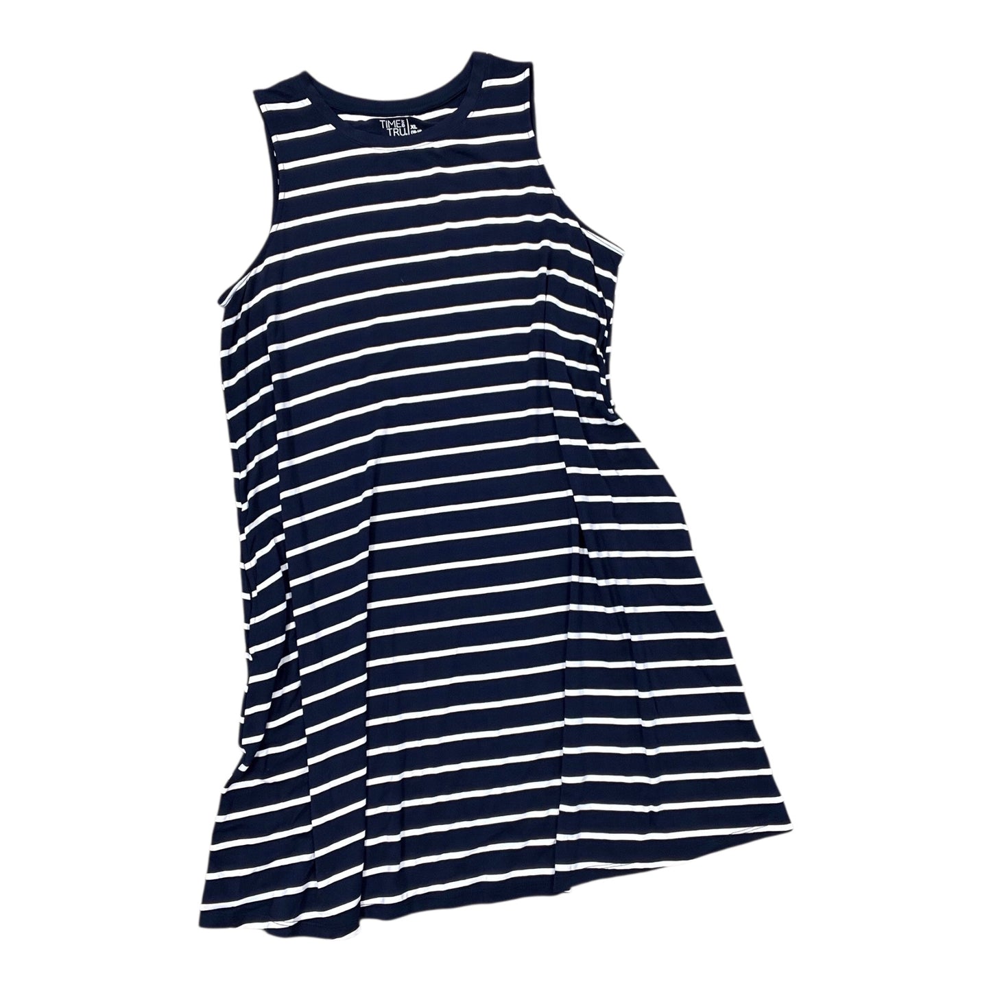 Dress Casual Midi By Time And Tru In Blue & White, Size:Xl