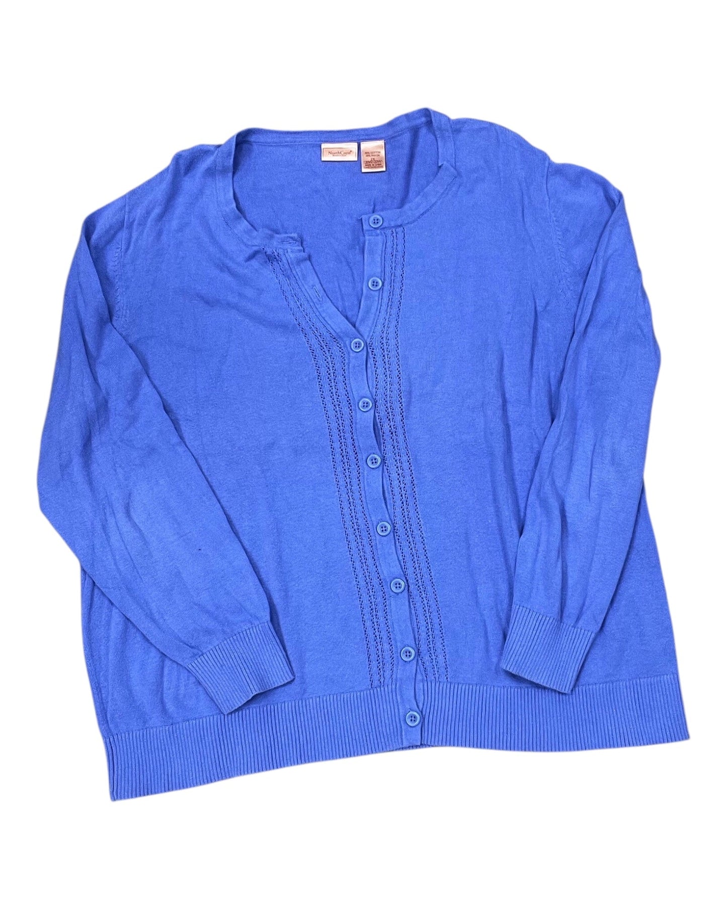 Cardigan By Northcrest In Blue, Size:2X