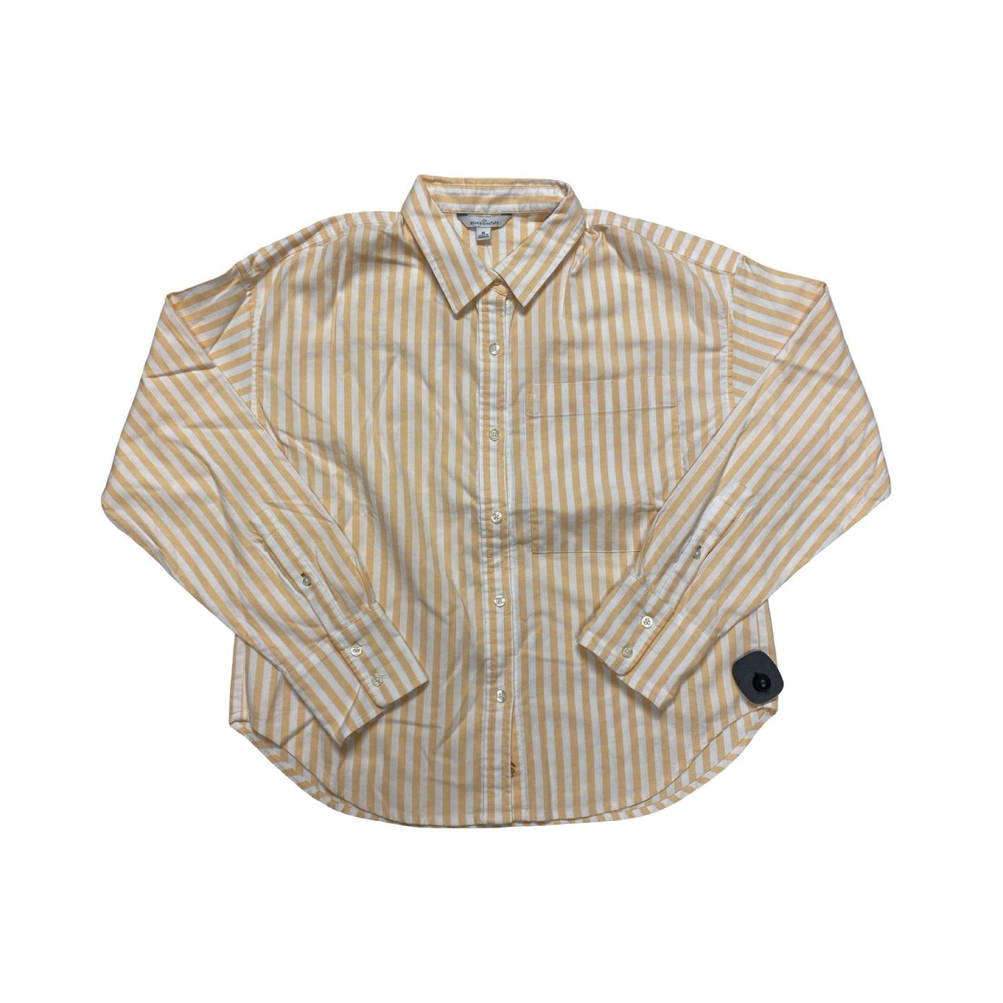 Blouse Ls By L.L. Bean In Orange & White, Size:M