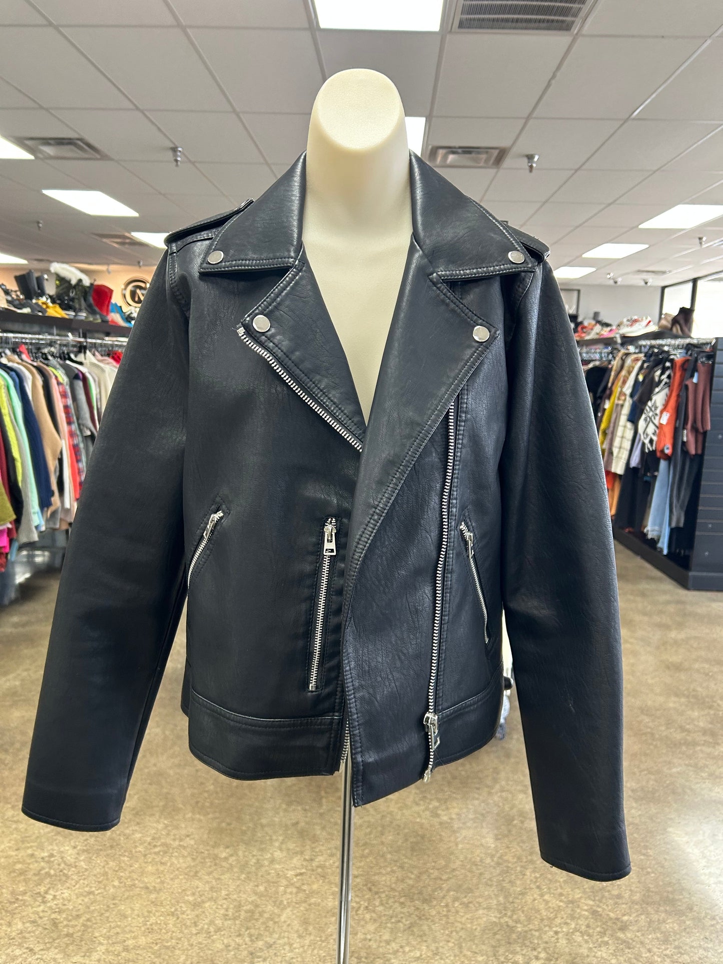 Jacket Moto By Top Shop In Black, Size:8