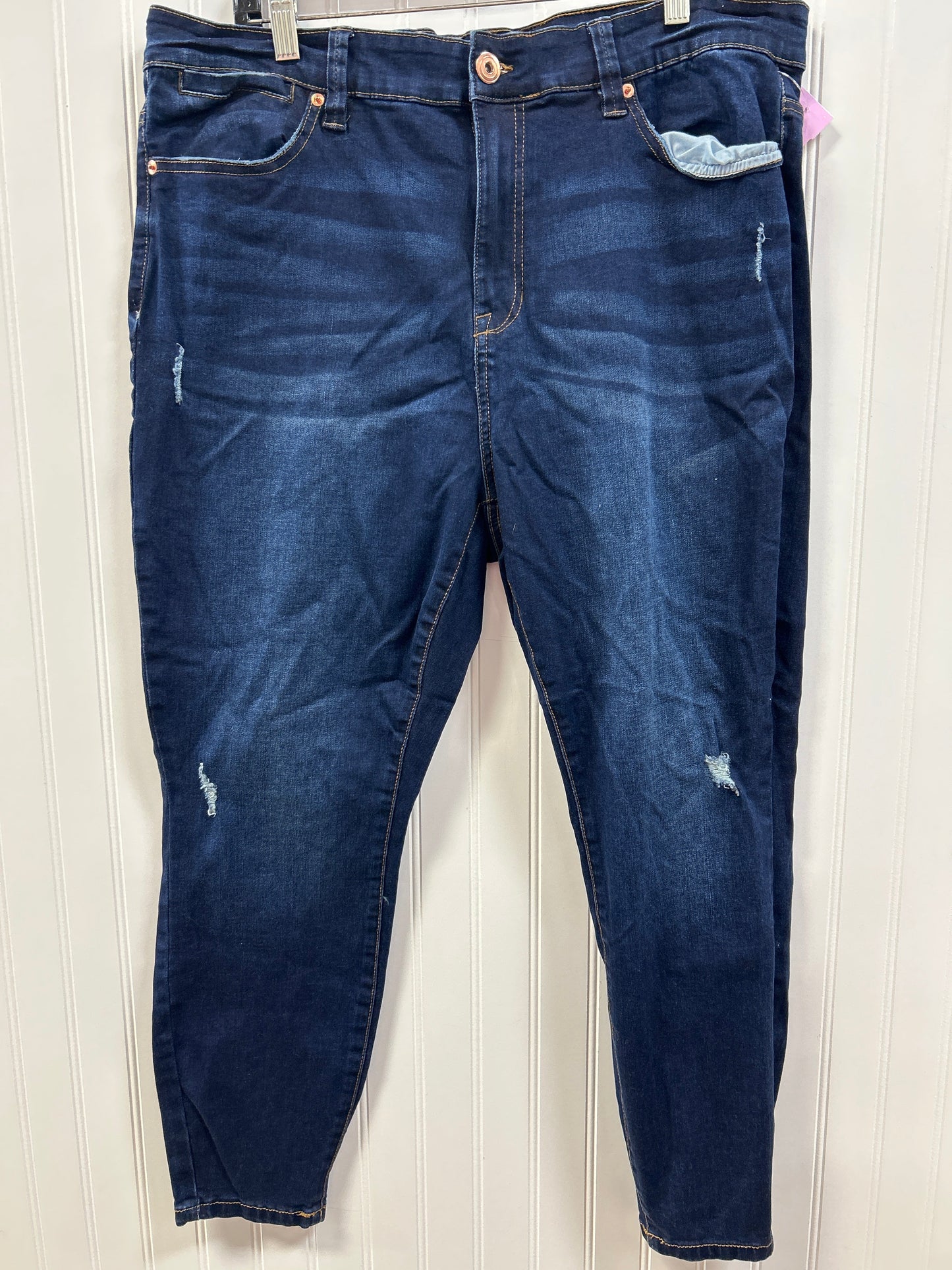 Jeans Skinny By Celebrity Pink In Blue Denim, Size:18