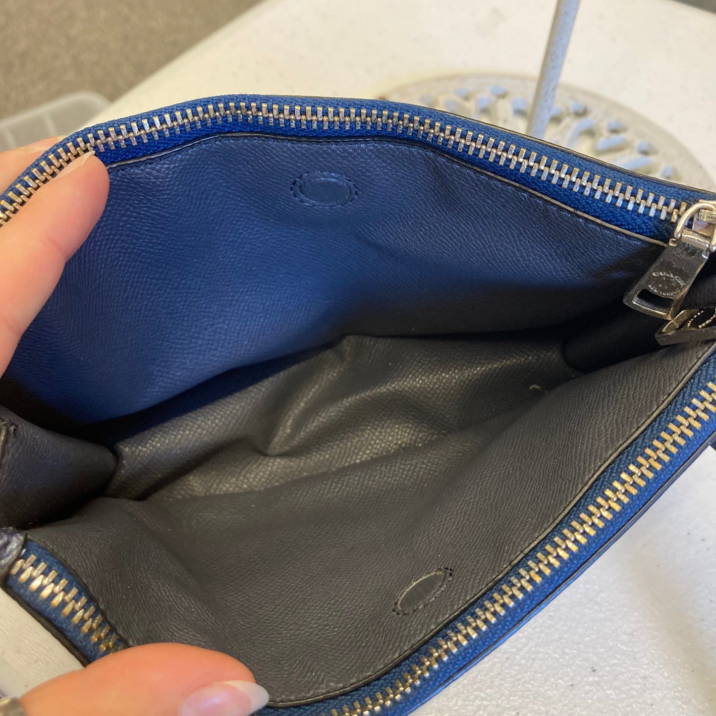 Wristlet Designer By Coach In Blue, Size:Medium