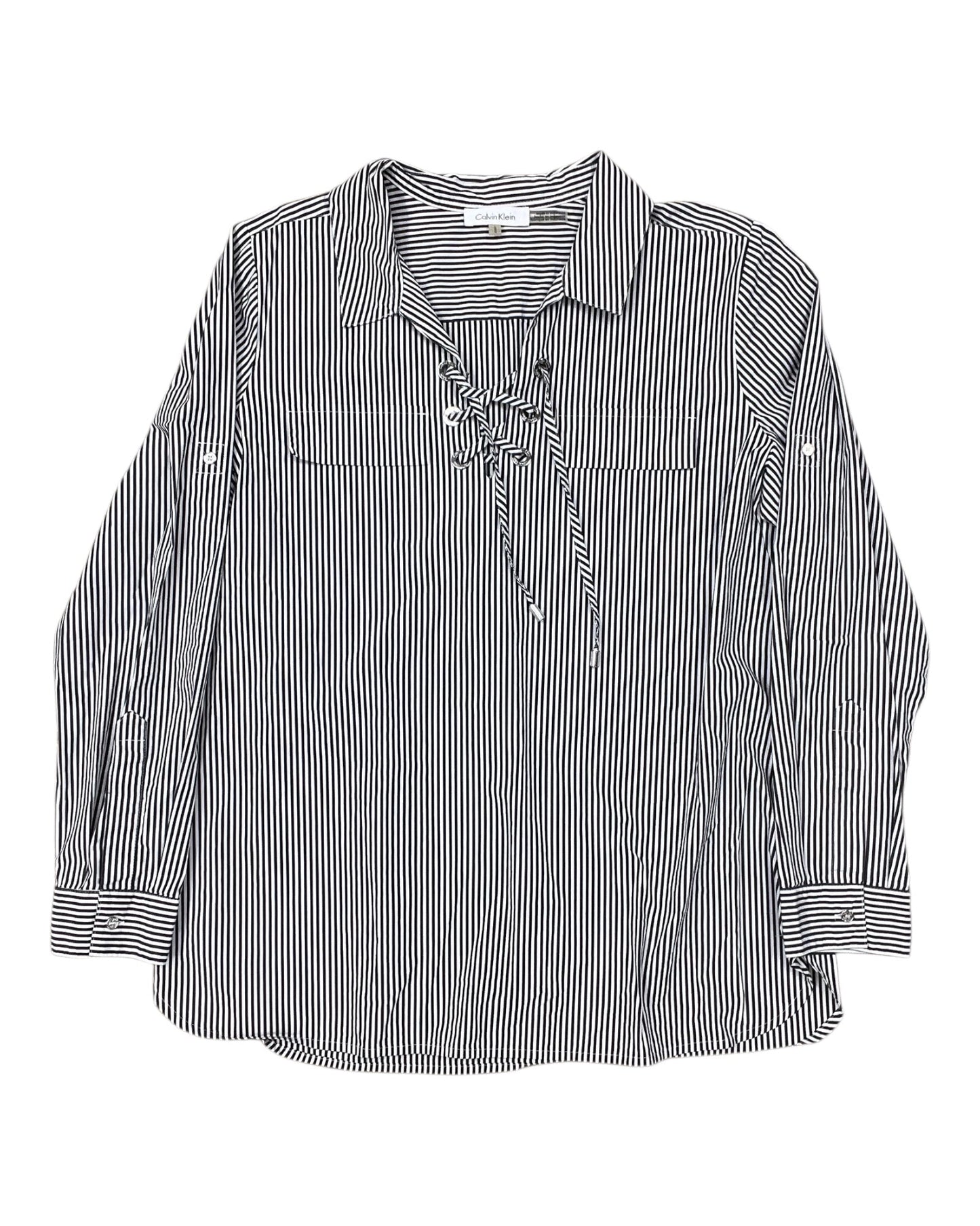 Top Ls By Calvin Klein In Black & White, Size:L