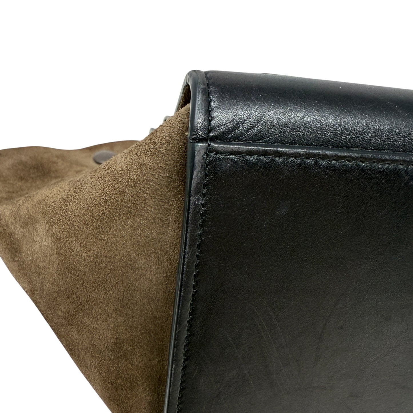 Python & Brown Suede Trapeze Bag Luxury Designer Label By Celine, Size: Large