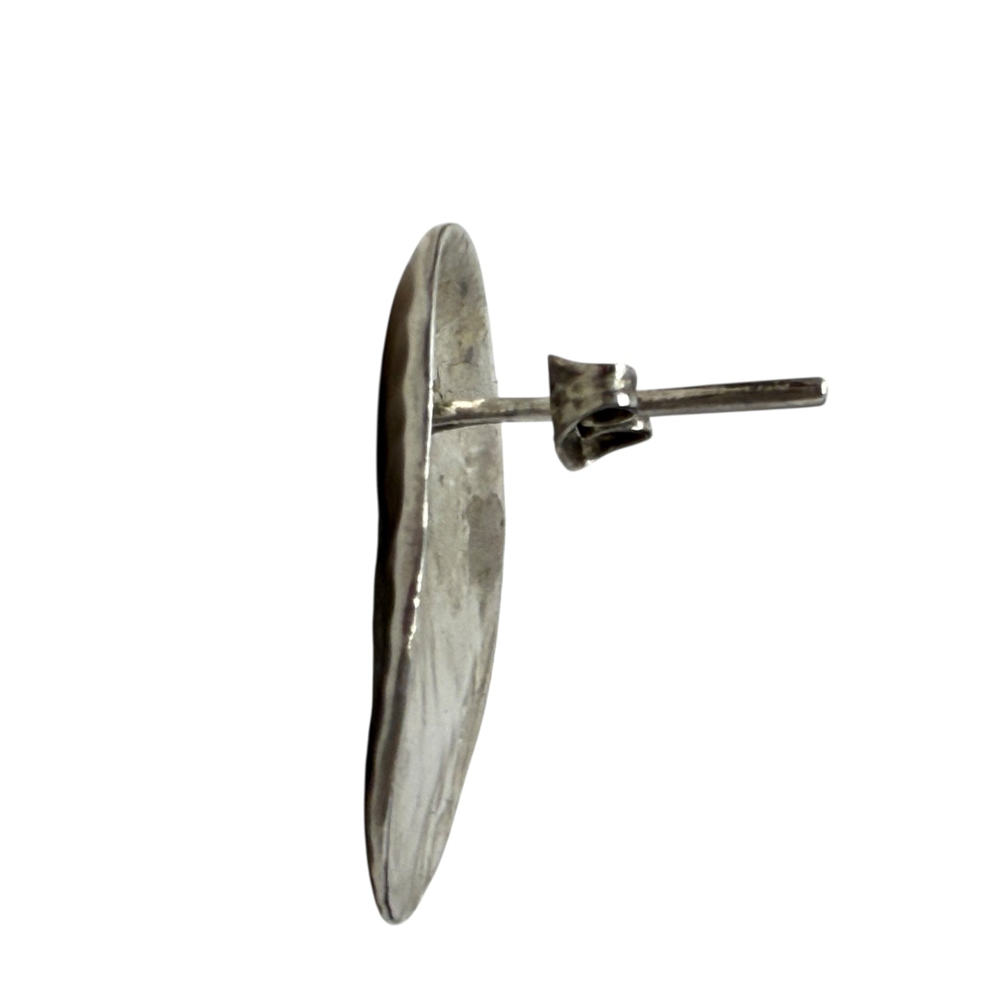 Hammered Silver Pear Stud Earrings