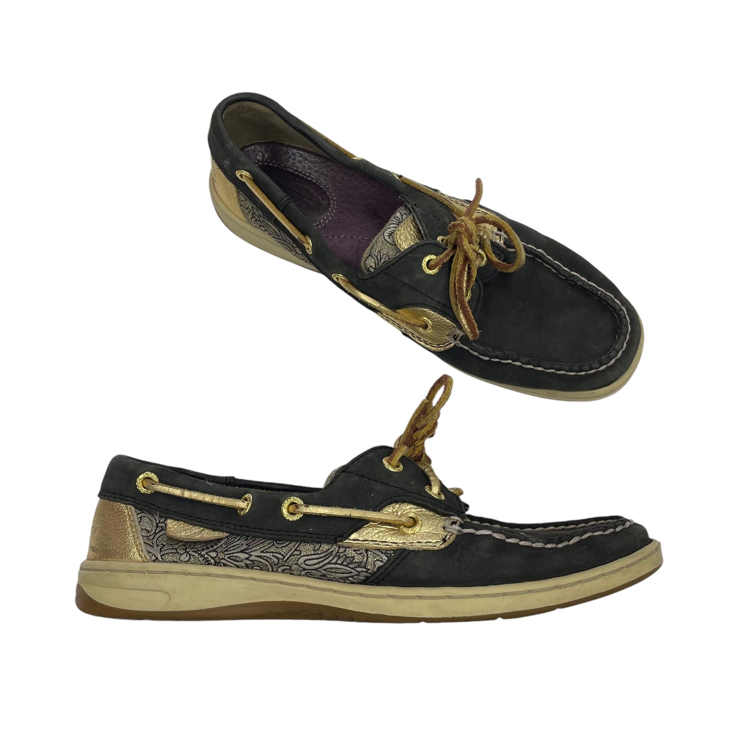 Shoes Flats By Sperry In Gold & Grey, Size:8.5