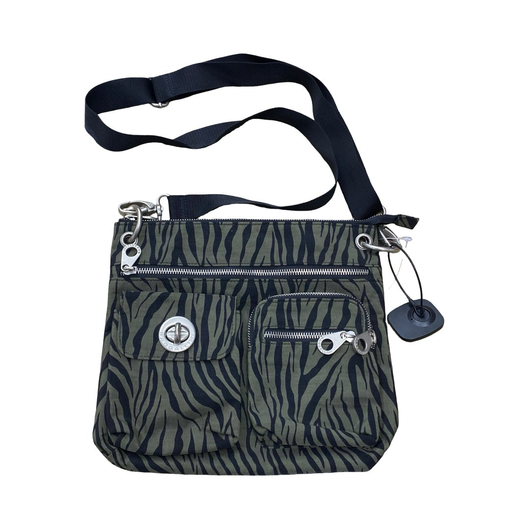 Handbag By Baggallini In Black & Green, Size:Medium