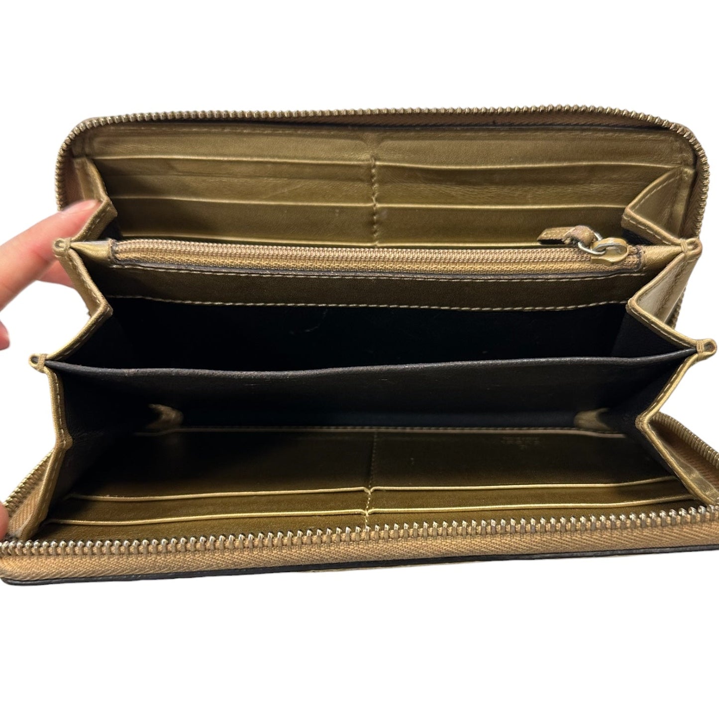 Wallet Luxury Designer By Gucci In Gold, Size:Medium