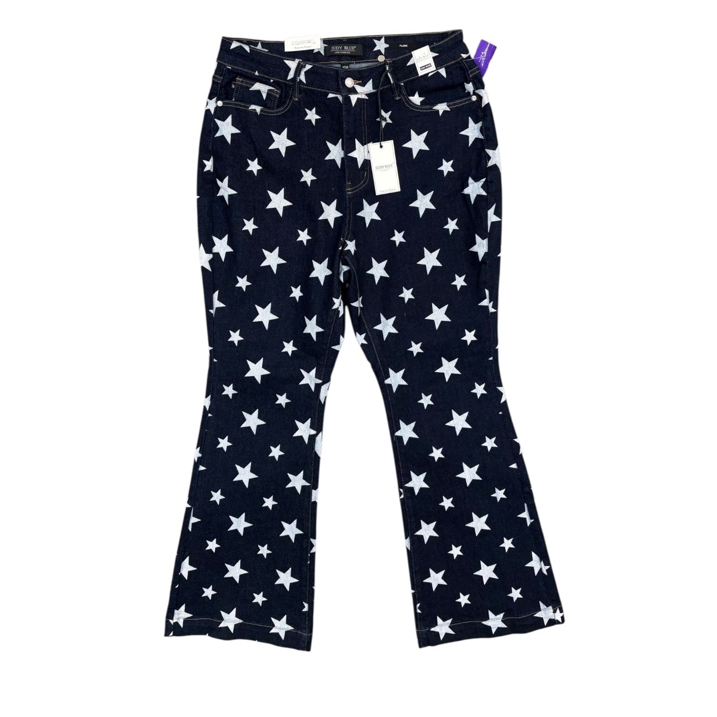 Jeans Flared By Judy Blue In Blue Denim, Size:16