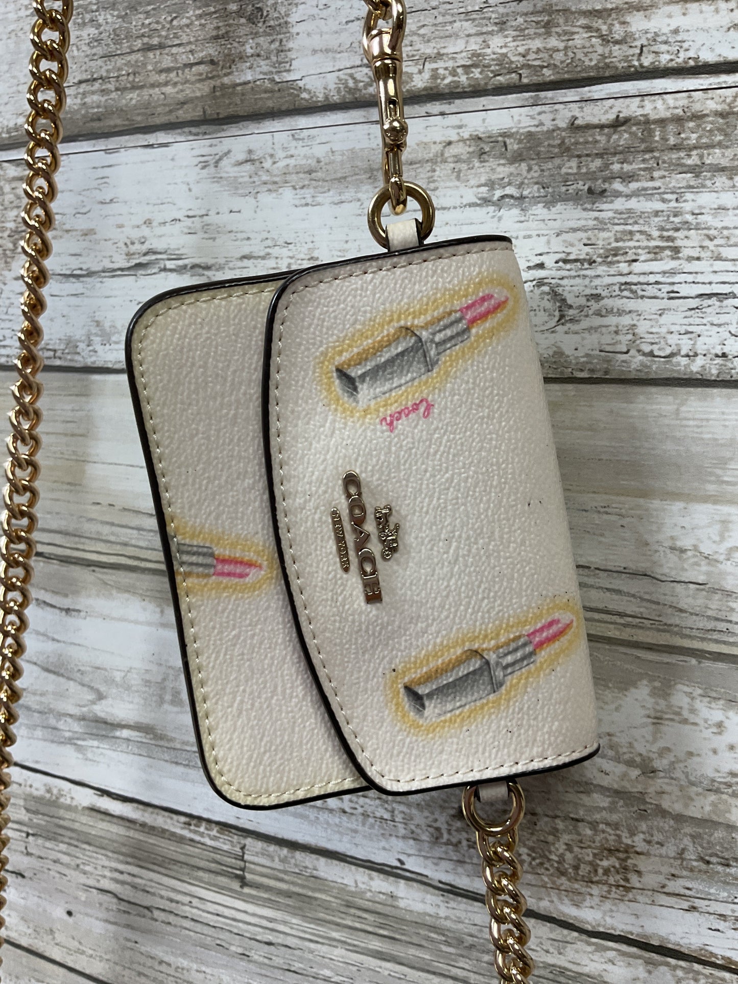 Crossbody Designer By Coach In Pink & Tan, Size:Small