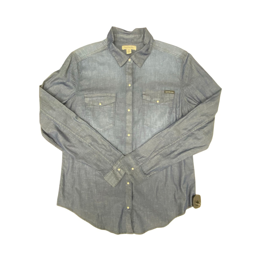 Top Ls By Calvin Klein In Blue, Size:M