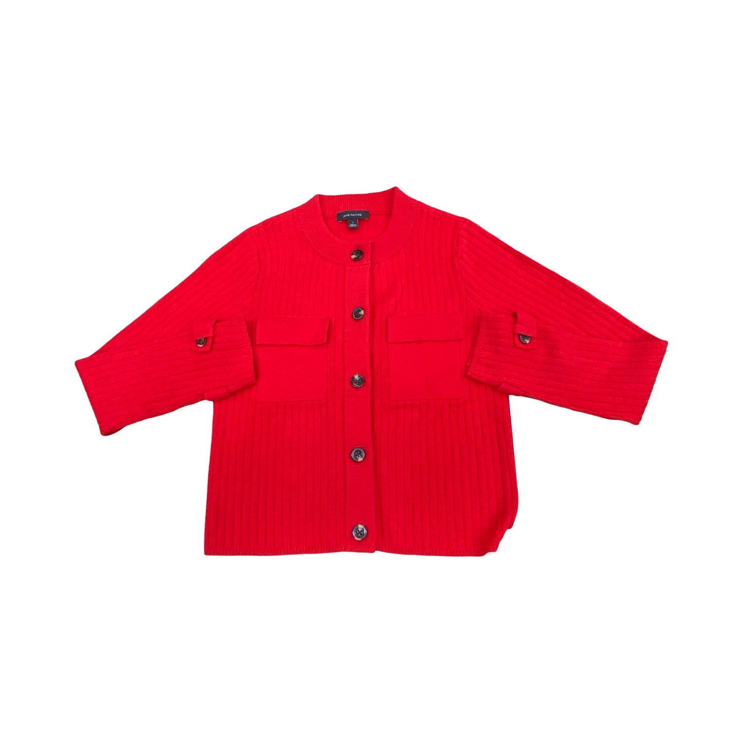 Sweater Cardigan By Ann Taylor In Red, Size:S