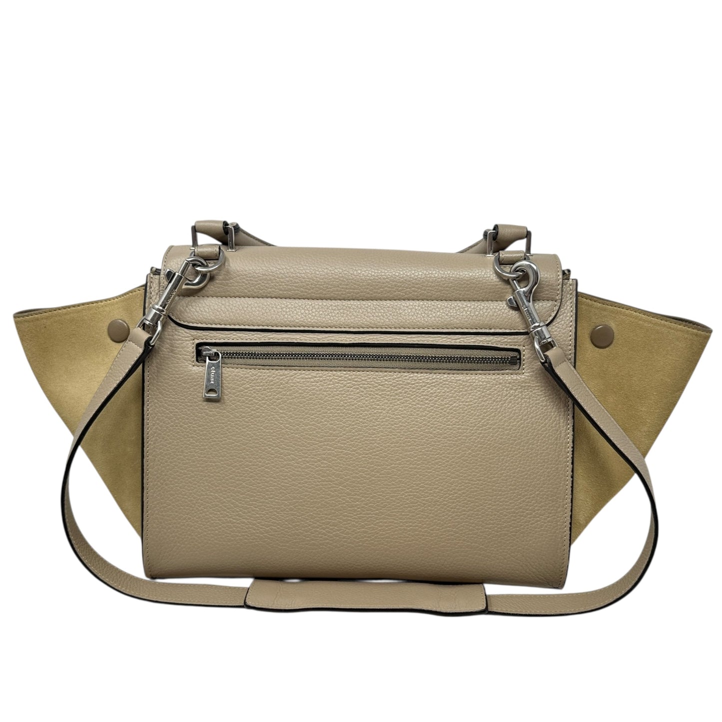 Drummed Calfskin Suede Medium Trapeze Souris Tote Luxury Designer By Celine, Size: Medium