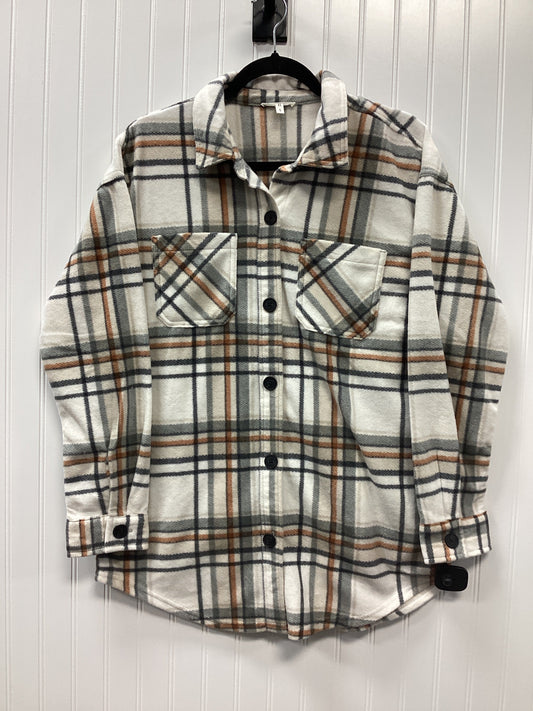 Jacket Shirt By Maurices In Grey & White, Size:S