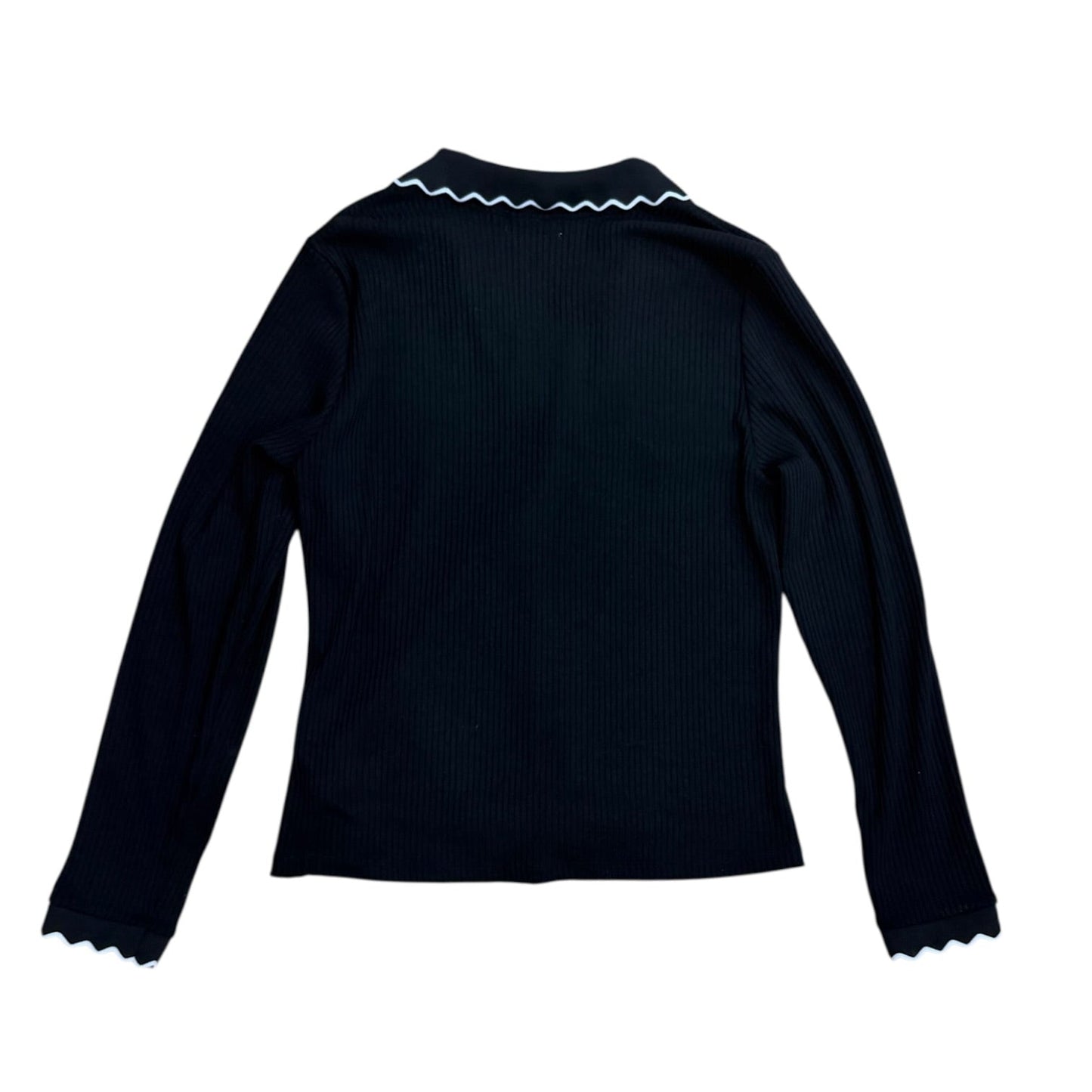 Blouse Ls By Maeve In Black & White, Size:Xl