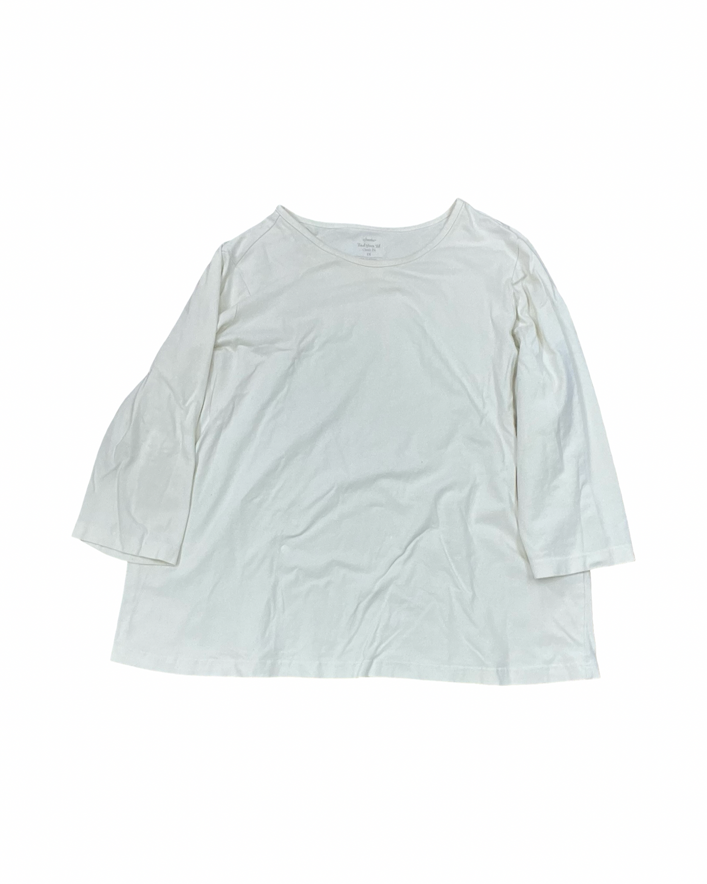 Top 3/4 Sleeve By Cj Banks In Cream, Size:1X