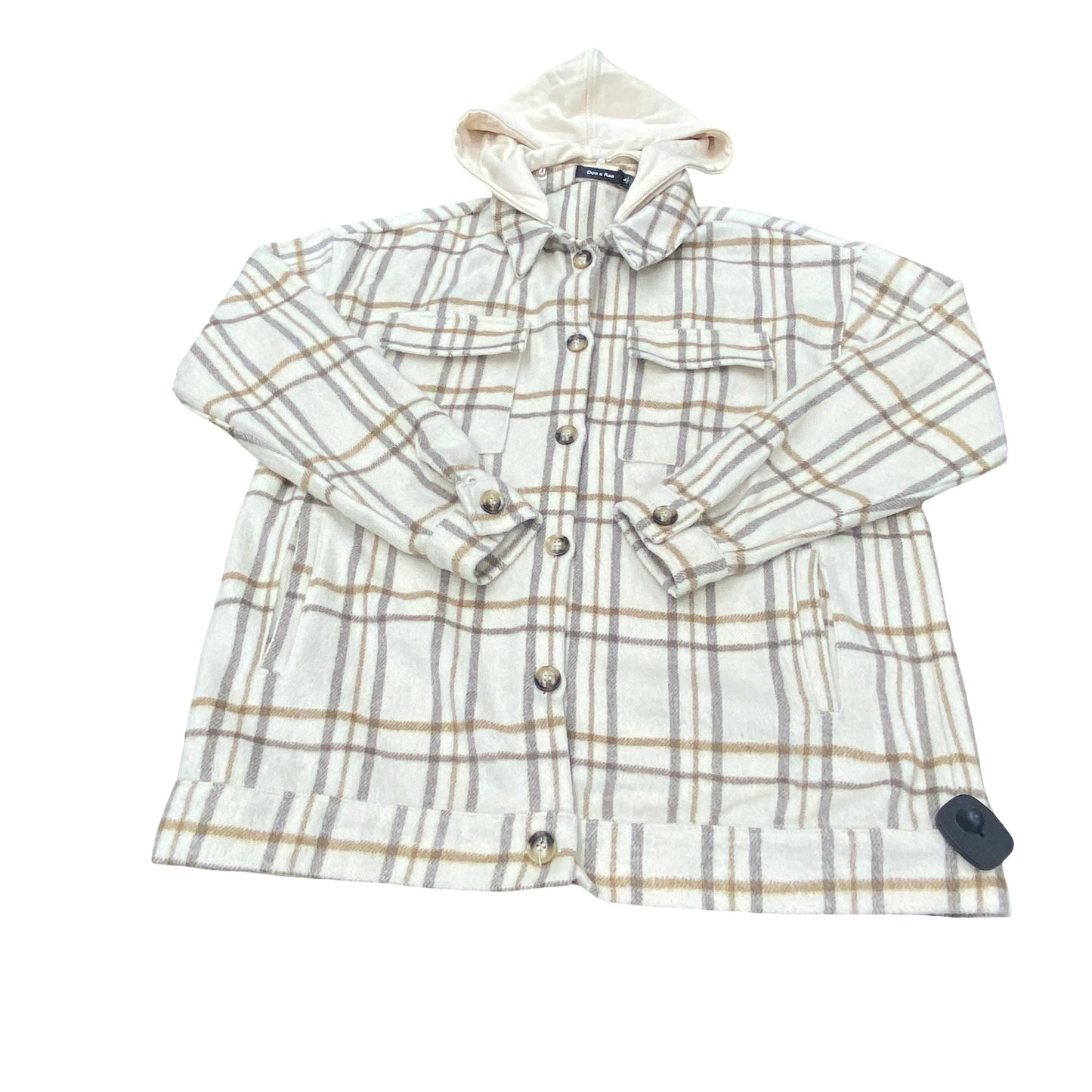 Jacket Shirt By Doe & Rae In Plaid Pattern, Size:L