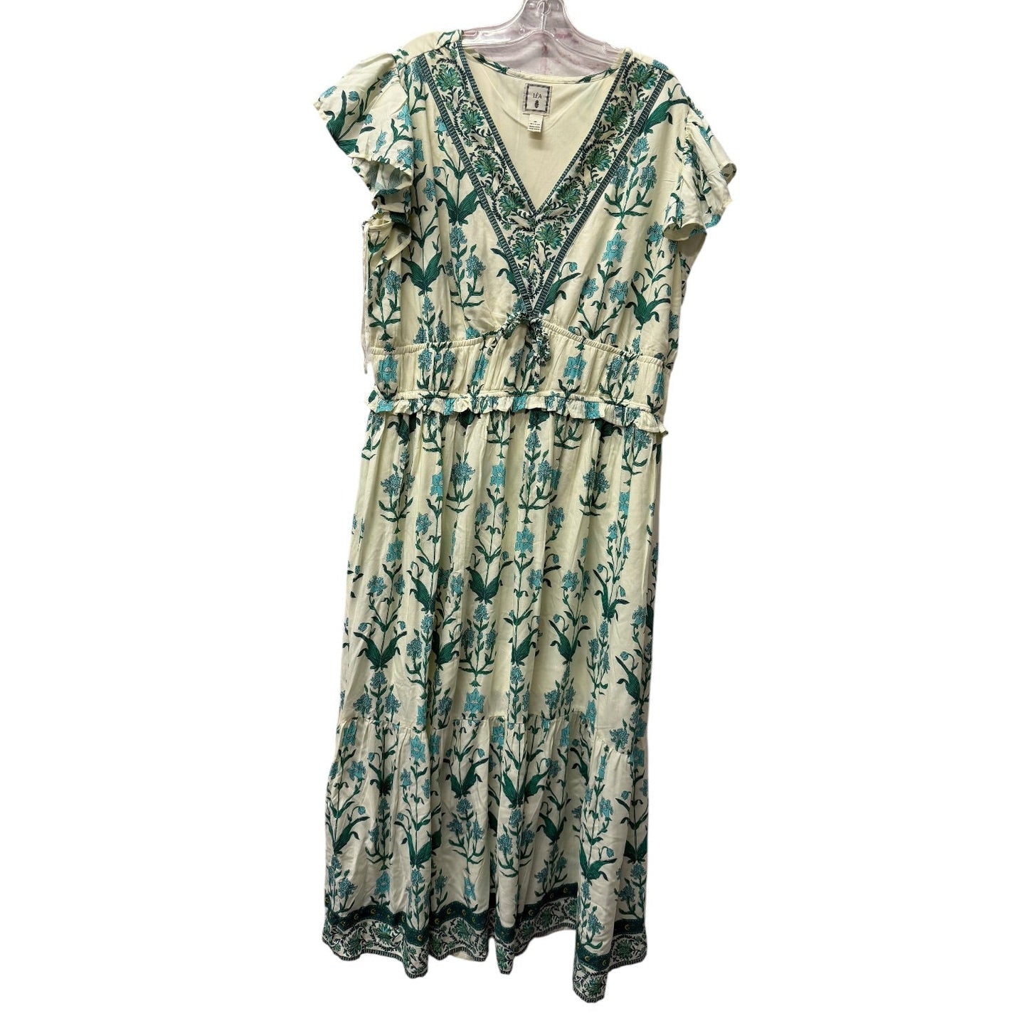 Dress Casual Midi By Lea In Green & White, Size:3