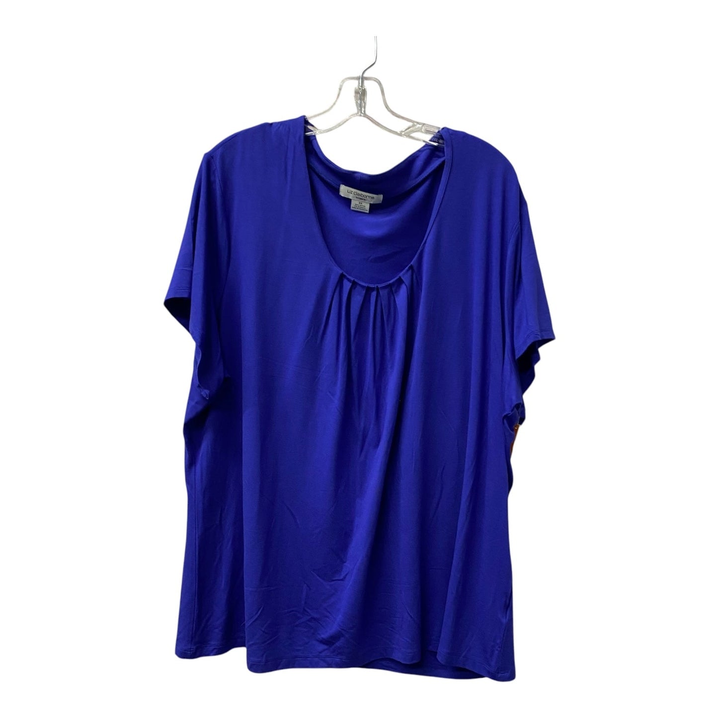 Top Ss Basic By Liz Claiborne In Blue, Size:3X