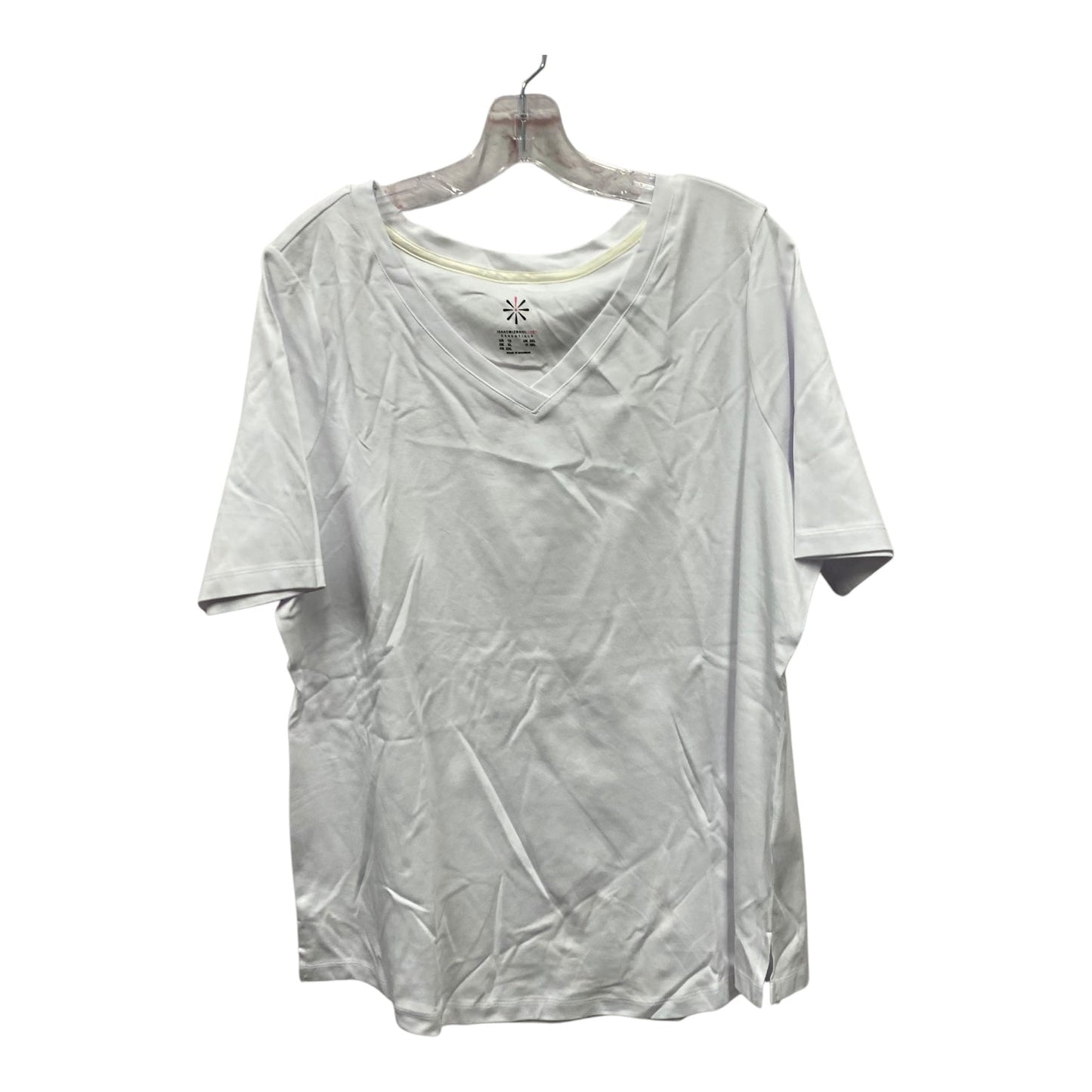 Top Ss Basic By Isaac Mizrahi Live Qvc In White, Size:1X