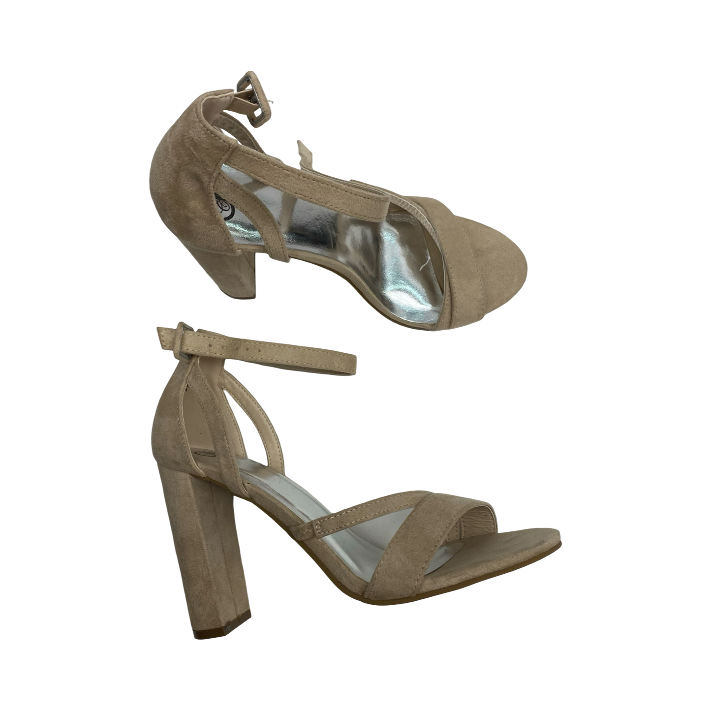 Sandals Heels Block By Cmf In Tan, Size:8