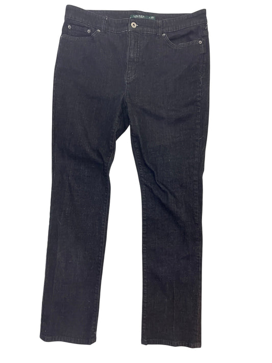 Jeans Straight By Lauren By Ralph Lauren In Black Denim, Size:14