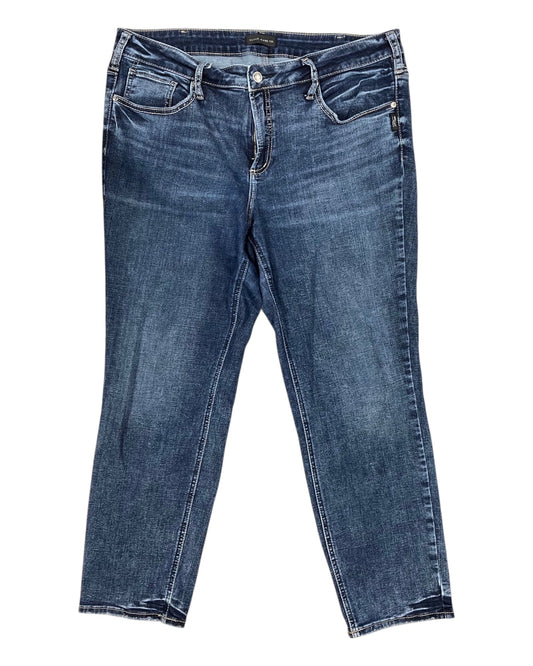 Jeans Straight By Silver In Blue Denim, Size:16