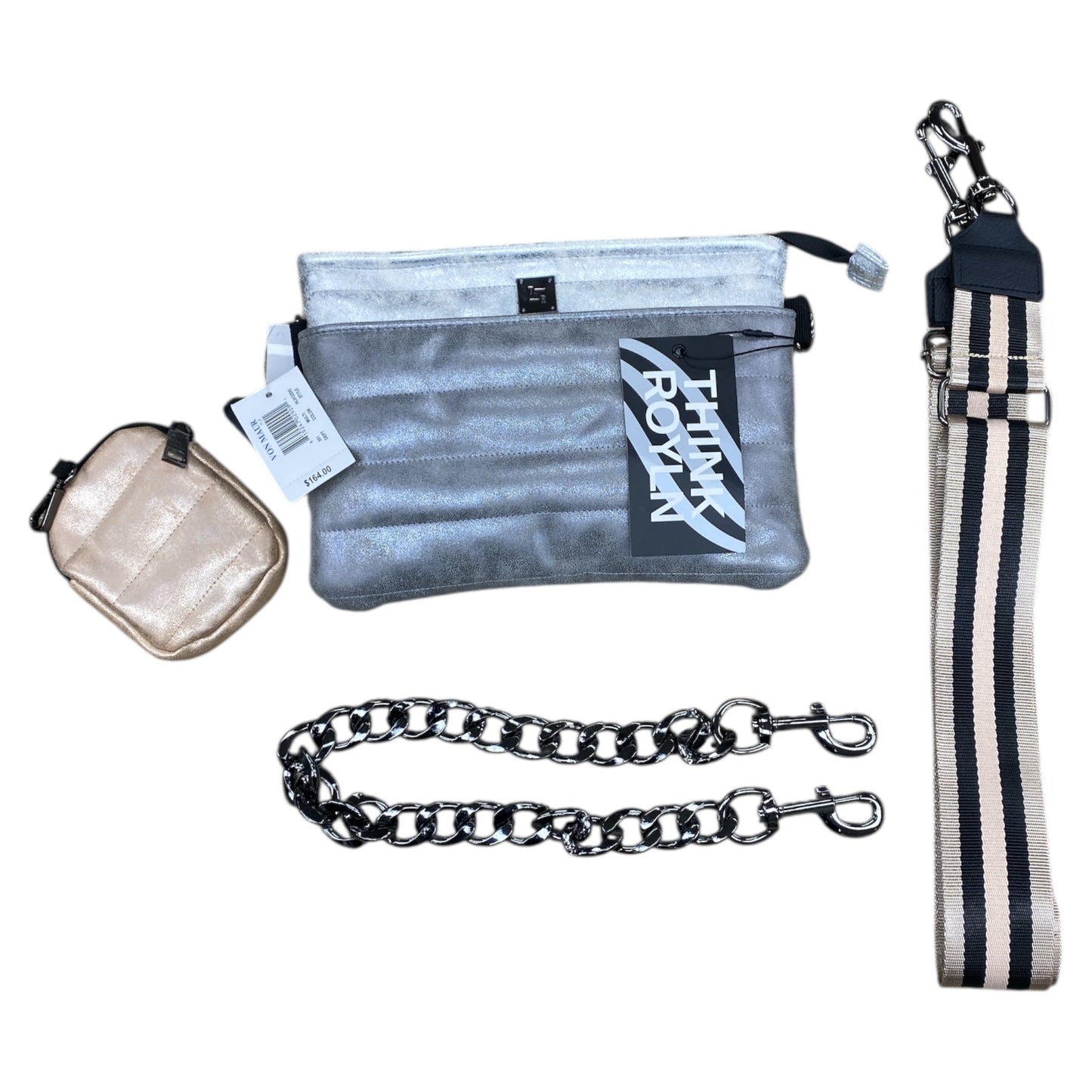 Handbag By Think Royln In Silver, Size:Medium