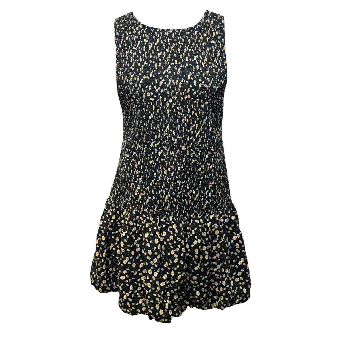 Sleeveless Boat-Neck Smocked Mini Dress By Maeve In Floral Print, Size: 3x