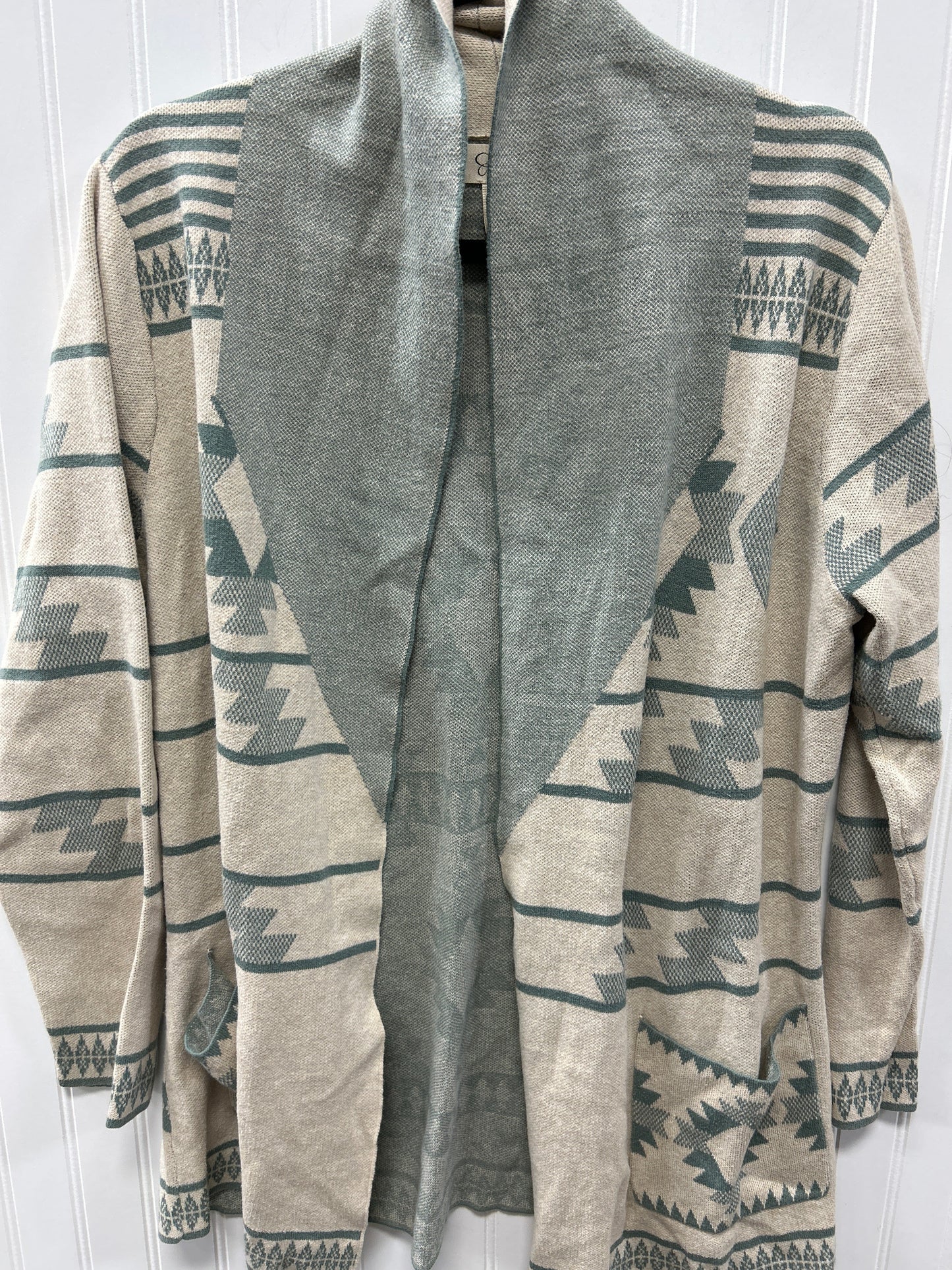Cardigan By Jessica Simpson In Cream & Green, Size:Xl