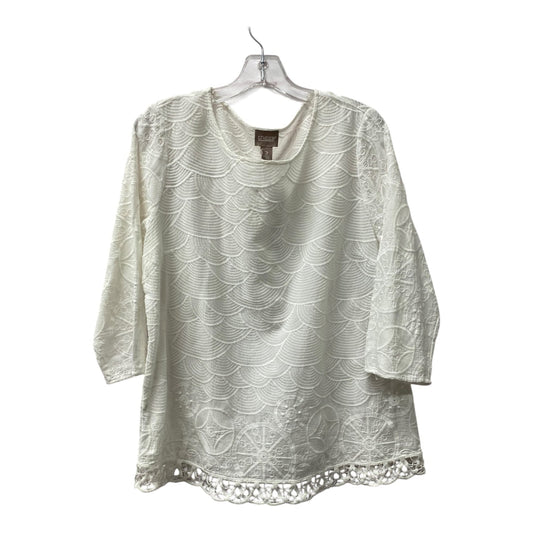Top 3/4 Sleeve By Chicos In White, Size:L