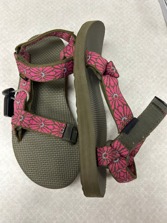 Sandals Flats By Teva In Green & Pink, Size:8