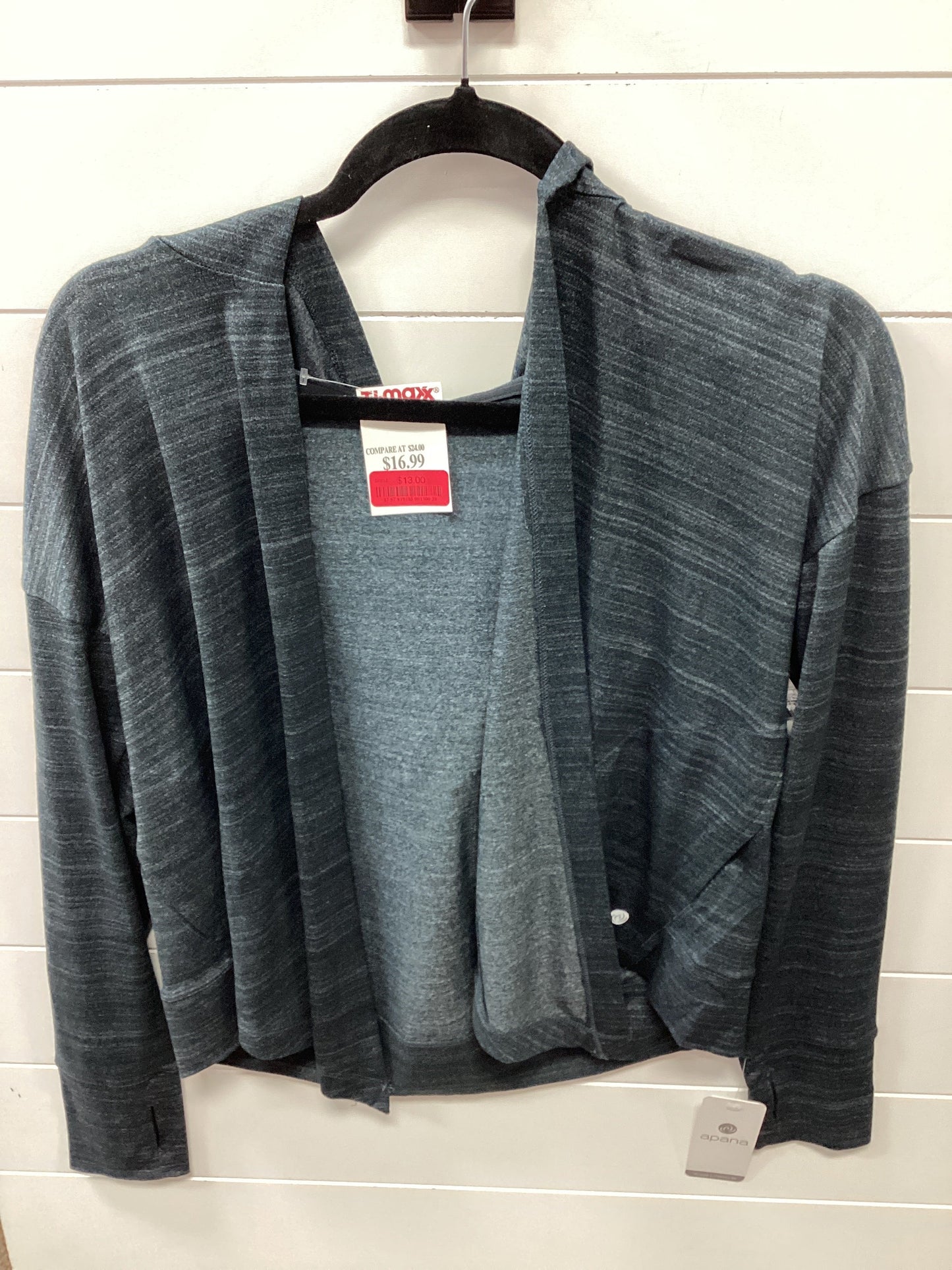 Athletic Top Ls Hoodie By Apana In Grey, Size:S