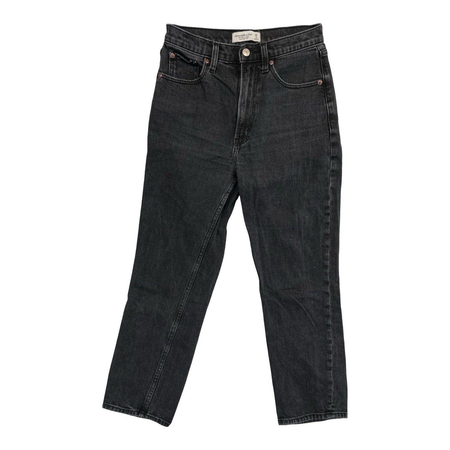 Jeans Straight By Abercrombie And Fitch In Black Denim, Size:2
