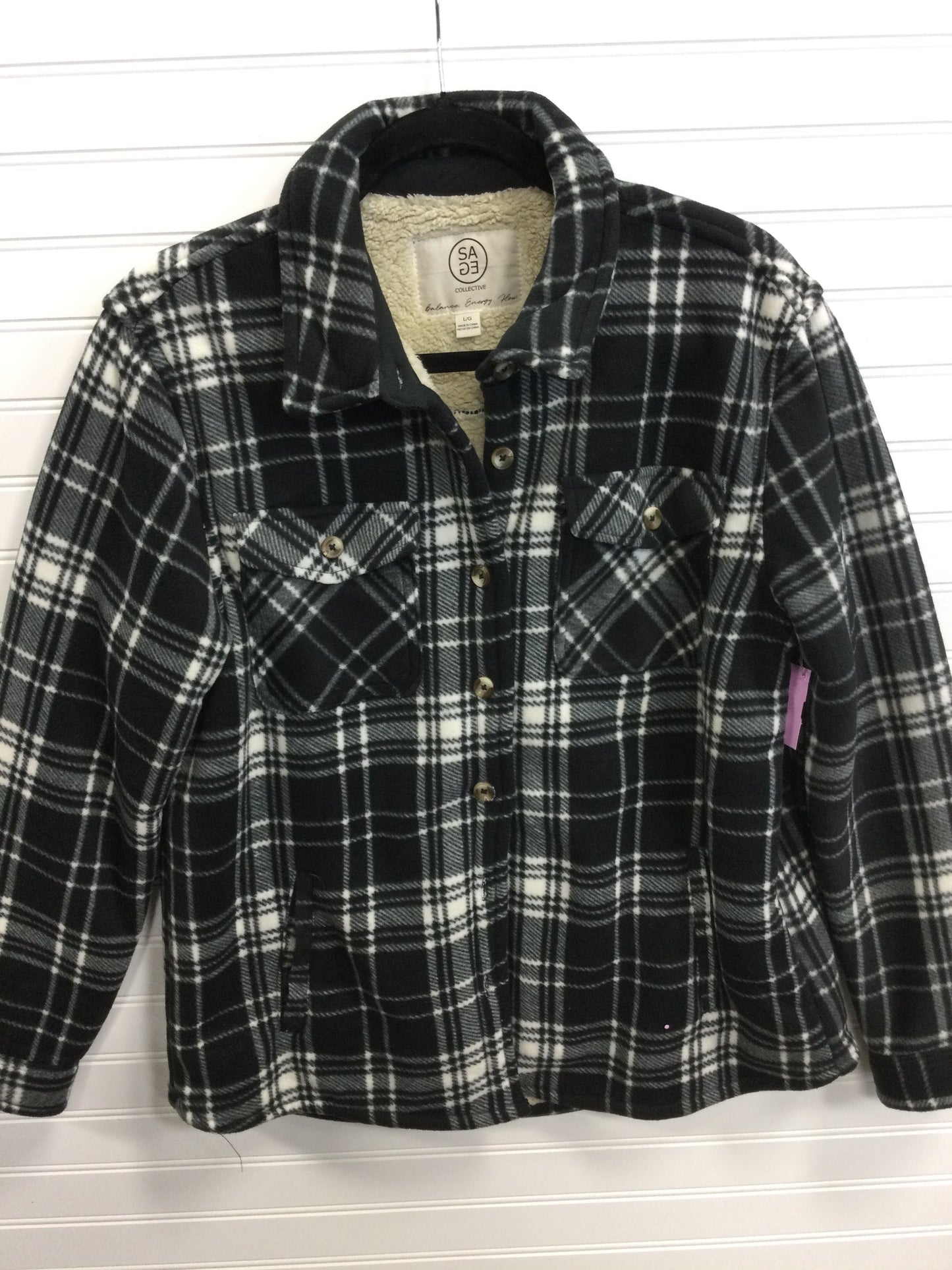 Jacket Fleece By Sage In Black, Size:L