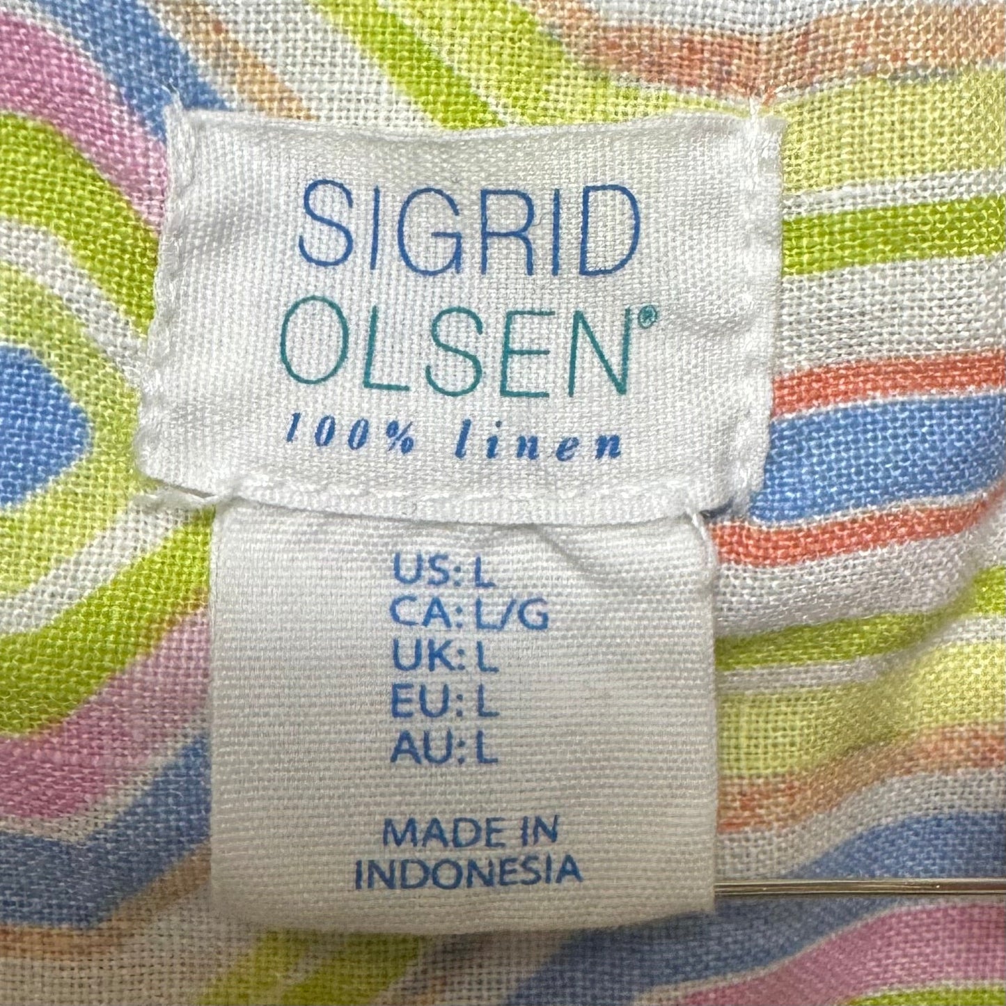 Linen Tunic Long Sleeve By Sigrid Olsen In Geometric Pattern, Size: L